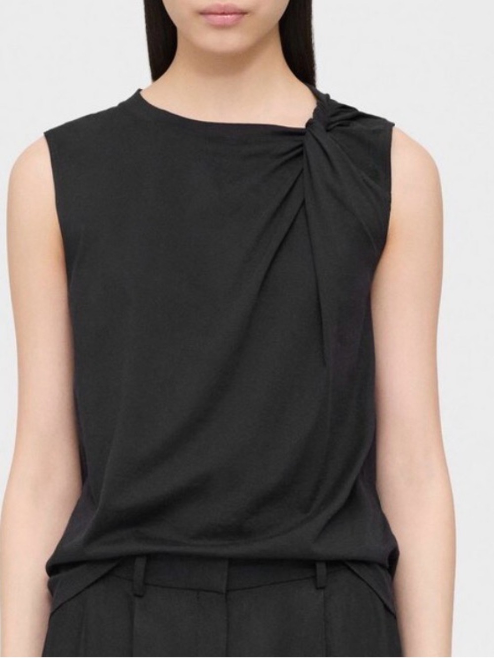 THEORY BLACK SLEEVELESS TWIST DETAIL SHIRT WOMENS SZ MEDIUM